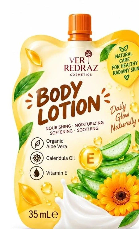 Body Lotion with Aloe, Calendula + Vitamin E · 35 ml — Everyday body care in a small sachet