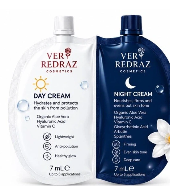 Day + Night Cream Duo · 2 × 7 ml — Two separate creams, one complete duo