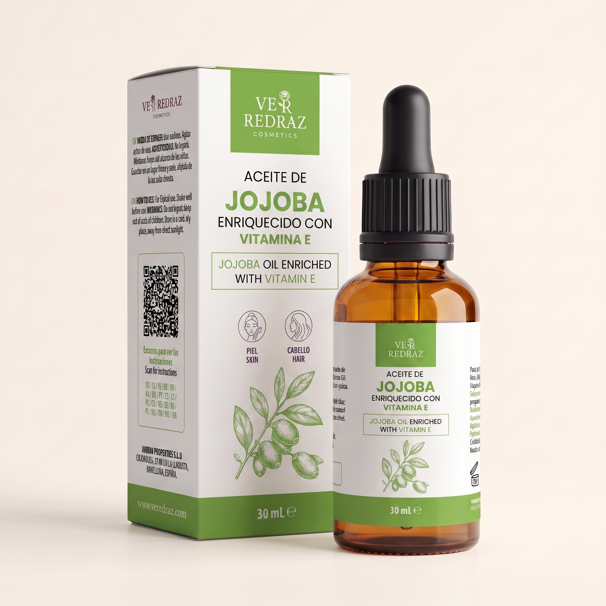 Jojoba Oil enriched with Vitamin E — Balancing oil for face and hair
