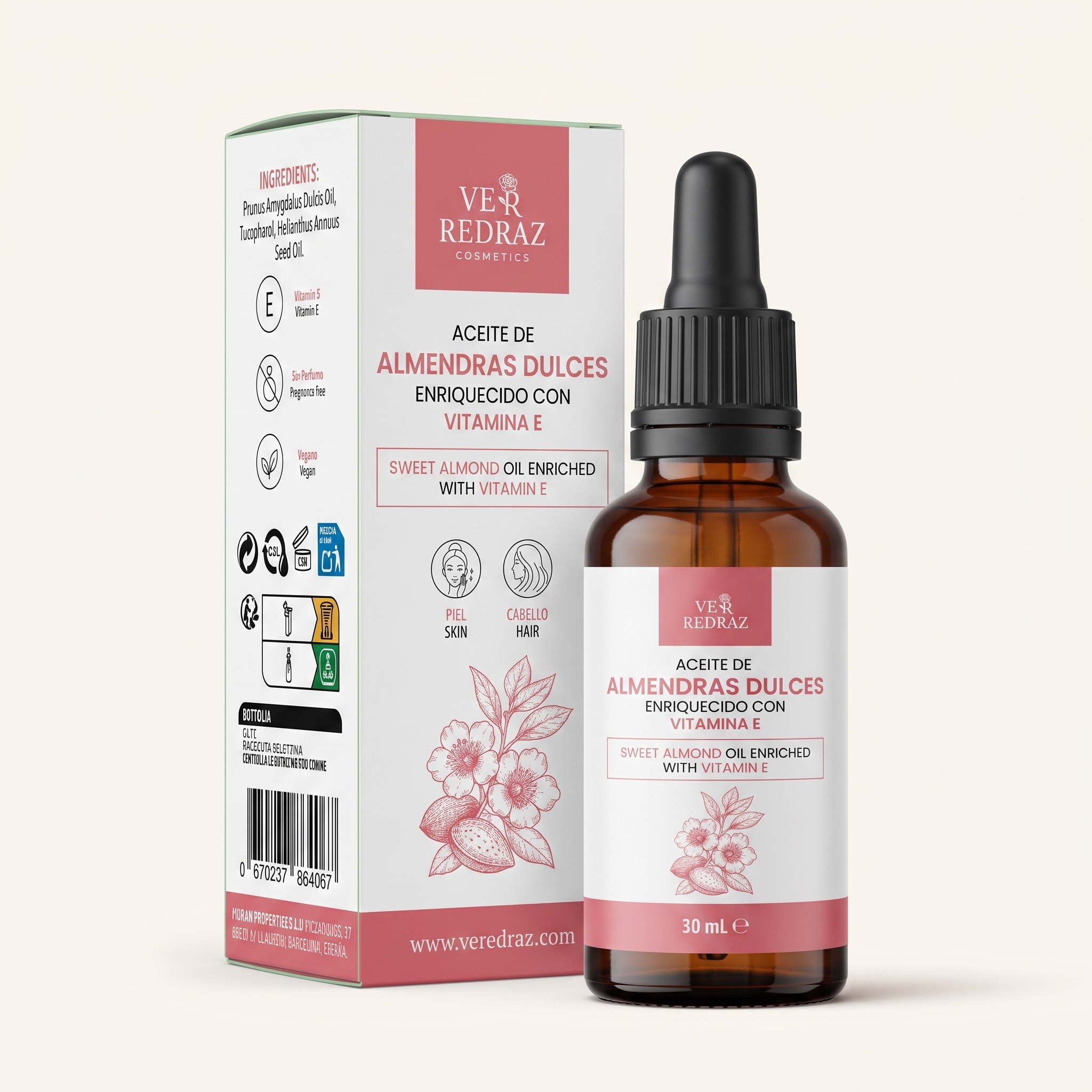 Sweet Almond Oil enriched with Vitamin E — Gentle daily nourishment
